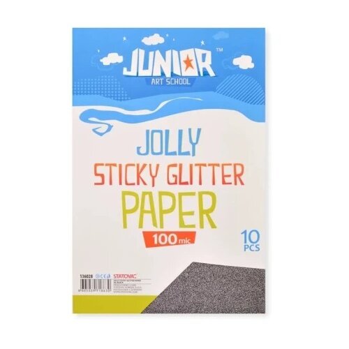 Junior jolly sticky glitter paper papir sam. a4 100mic 10k - odaberite nijansu crna ( 136028 ) Cene