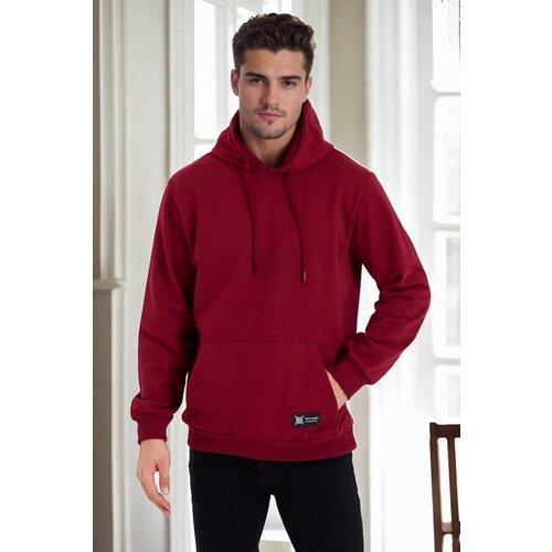 Dewberry 34605 Kangaroo Pocket Hoody Mens Sweatshirt-BURGUNDY Cijene