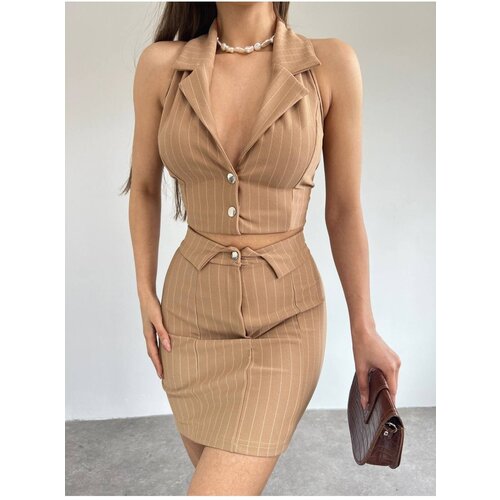 Modamorfo Two-piece Set with a Vest and a Striped Skirt Slike