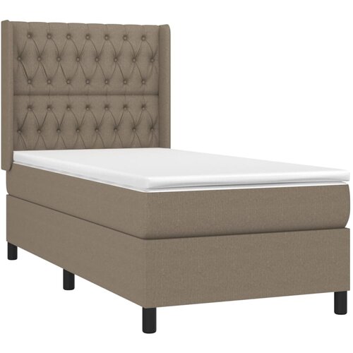  Krevet box spring s madracem LED smeđesivi 90x190 cm tkanina Slike