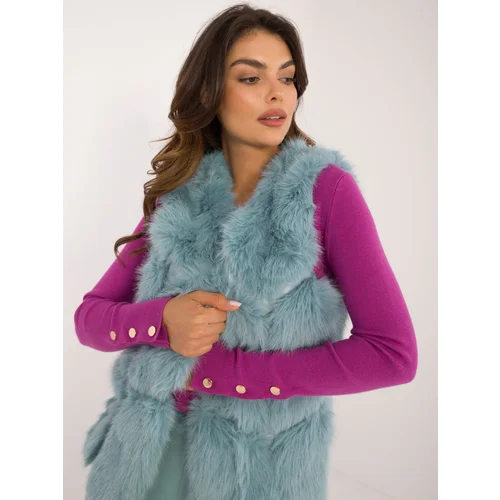 Fashion Hunters Mint fur vest with hook-and-loop fastening