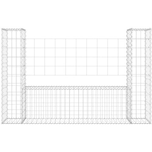  Gabionska ko&amp;scaron;ara U-oblika s 2 stupa 140 x 20 x 100 cm željezna Slike