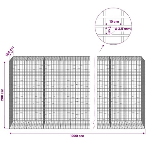  Gabion s žicom debljine 3 5 mm i mrežom 5x10 cm 1000x100x200 cm - 100 cm 200 cm 1000 cm Slike