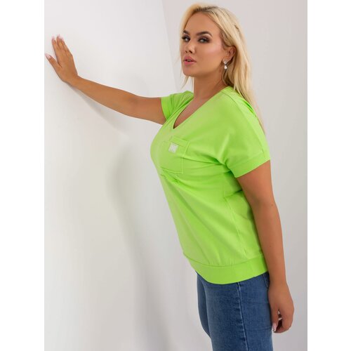 Fashion Hunters Light green women's blouse plus size with pocket Slike