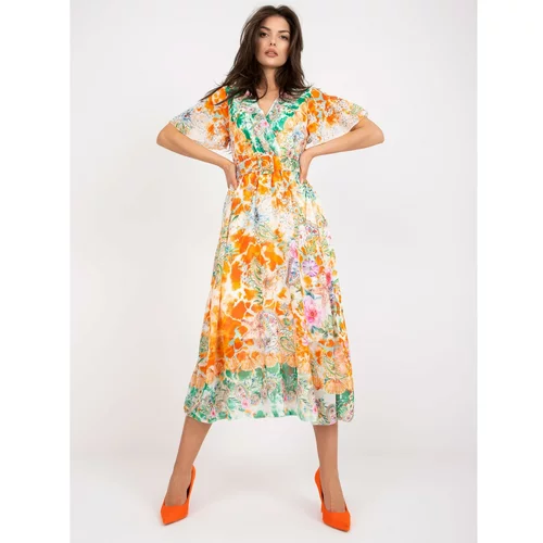 Fashion Hunters Orange midi dress with prints