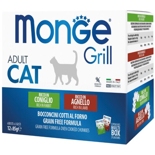 Monge sos za mačke grill adult cat multipack 12x85g zečetina, jagnjetina Cene