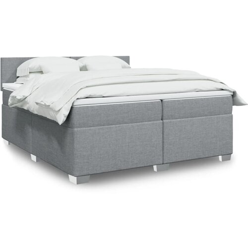 vidaXL Box spring postelja z vzmetnico svetlo siva 200x200 cm blago Cene