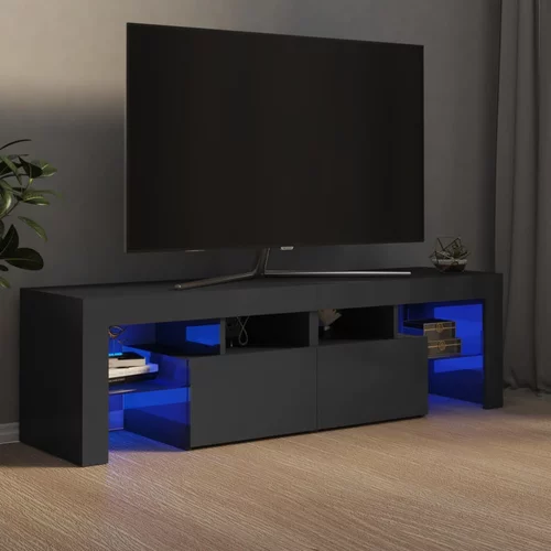 TV ormarić s LED svjetlima visoki sjaj sivi 140x36,5x40 cm