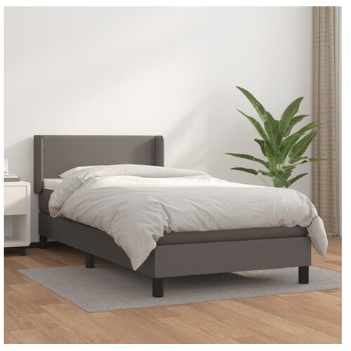  Box spring postelja z vzmetnico siv 100x200 cm umetno usnje Cene