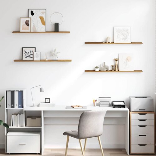  Polica na zidu 4 pcs Smeđa 100 x 9 x 3 cm Konstruirano drvo Slike