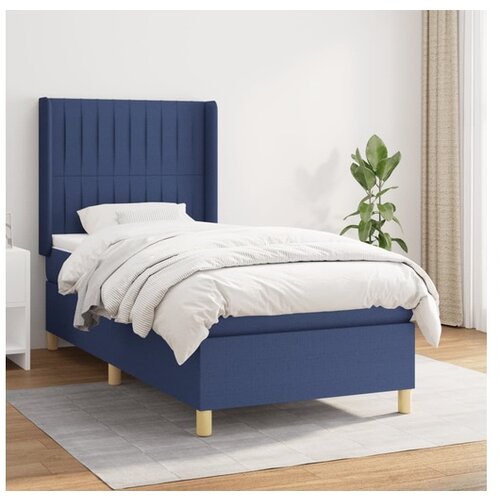 vidaXL Box spring postelja z vzmetnico moder 90x200 cm blago Cene