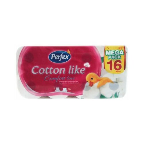 Perfex cotton like comfort line troslojni toalet papir 16 komada Slike
