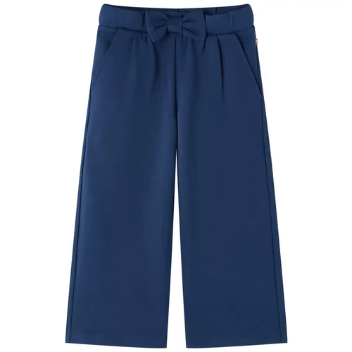 vidaXL Otroške hlače s širokimi hlačnicami mornarsko modre 128