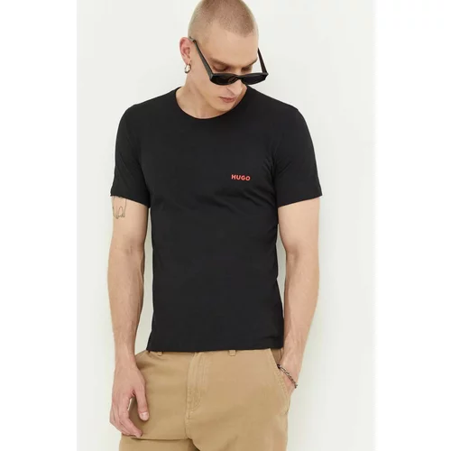 Hugo Bombažna kratka majica 3-pack črna barva