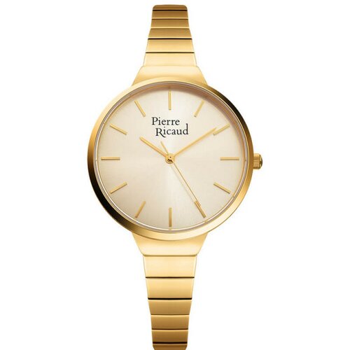 Pierre Ricaud ženski quartz index Šampanj zlatni modni ručni sat sa zlatnim metalnim kaišem Slike