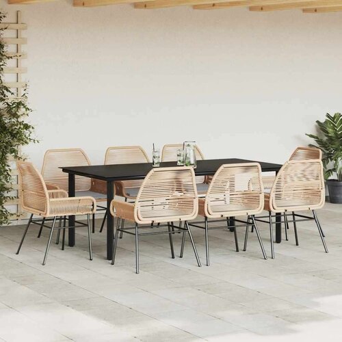  Vrtna garnitura - 8-dijelni vrtni blagovaonski set s jastucima poliratan i staklo Smeđa 200 x 100 x 74 cm 8 Slike