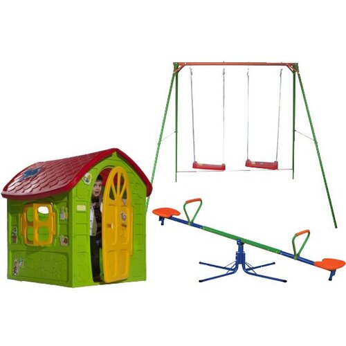  Dečiji komplet za dvori&scaron;te ( Fun Fun ) Ljulja&scaron;ka + Kućica + Klackalica Cene
