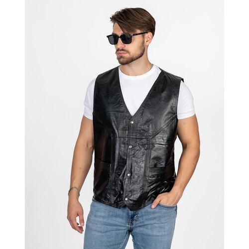 La Force Fashion Kožni prsluk Vest-L - Crna Slike