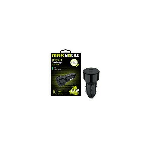Max Mobile AUTO ADAPTER PD QC 3.0 DUO TYPE C SC-233003,50W QUICK CHARGE crni Slike