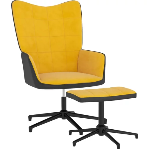 vidaXL stolica za opuštanje s osloncem za noge boja senfa baršun/PVC