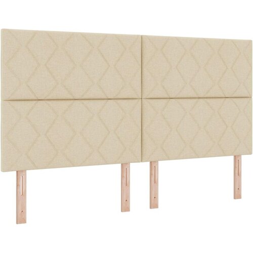 VidaXL Postelja z vzmetnico z vzglavjem krema 180 x 200 cm blago, (5000126327) Slike