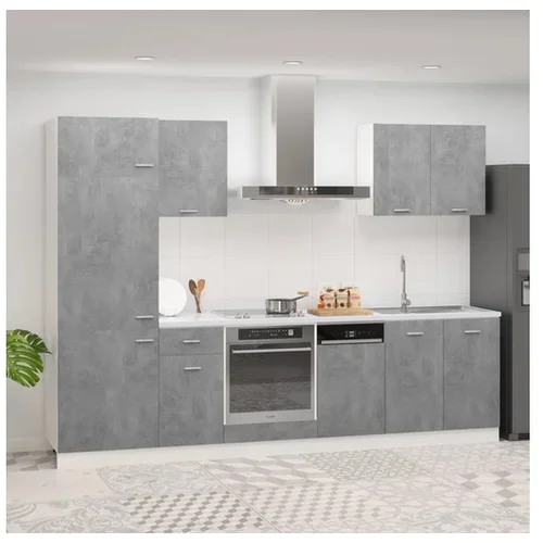  Komplet kuhinjskih omaric 7-delni betonsko siv iverna plošča