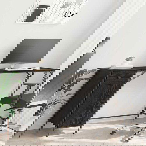 VidaXL Računalni stol Crni hrast 131 x 48 x 75 cm Konstruirano drvo Slike