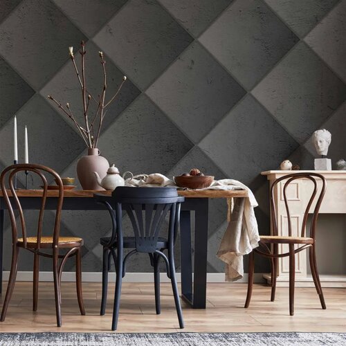  Foto tapeta - Grey symmetry - geometric pattern in concrete pattern with light joints 450x315 Vodootporna Cene