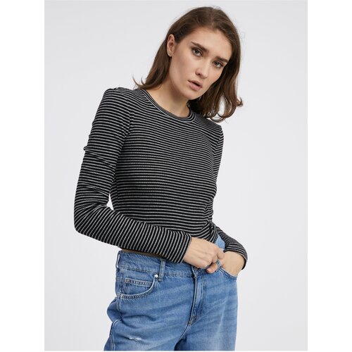 Noisy May Black Women's Striped Long Sleeve T-Shirt Posy - Women Cene