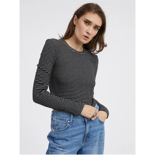 Noisy May Black Women's Striped Long Sleeve T-Shirt Posy - Women