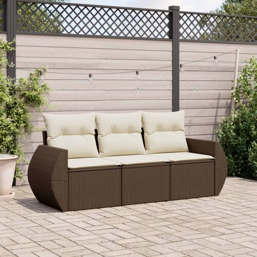  3-dijelni set vrtnih sofa s jastucima smeđi od poliratana Cene