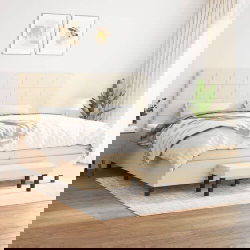 The Living Store Box spring postelja z vzmetnico krem 200x200 cm blago - Box Spring Postelja, (21512011) Cene
