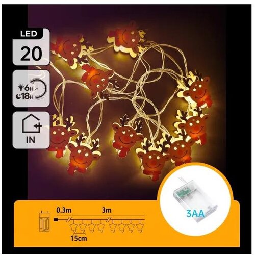 Aigostar LED lanac 20xLED/3xAA 3m topla bela irvas Cene