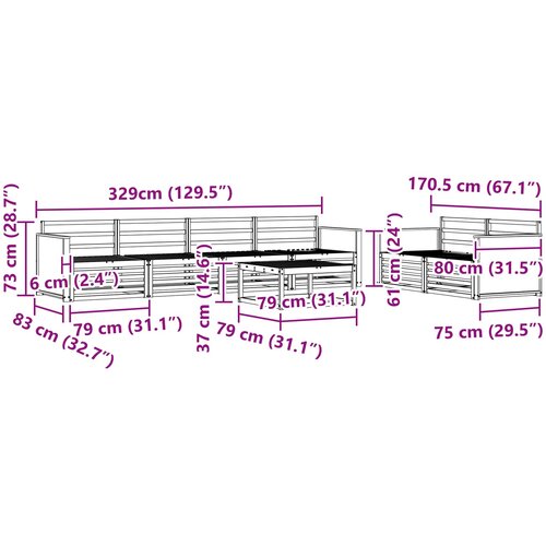  Set vanjskih sofa 7 kom. Prirodna Čvrsto drvo akacije Slike
