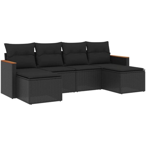 Maison Chic Seti vrtnega pohištva - Vrtna garnitura - Vrtni pohištvo set 6-delna z blazinami črna poli ratan, (21805138) Cene