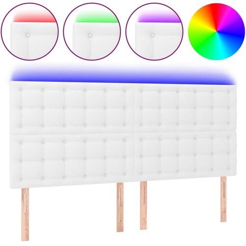 Maison Chic LED posteljno vzglavje - Vzglavna omarica belo 160x5x118/128 cm umetno usnje, (22077241) Cene