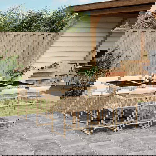 The Living Store Vrtna jedilna garnitura 7-delna z blazinami bež poli ratan - Vrtna Jedilna Garnitura, (21671817) Slike