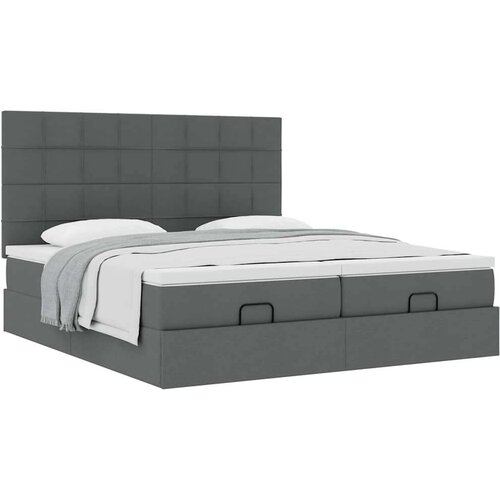 vidaXL Otomanski posteljni okvir z vzmetnicami siv 180x200 cm blago Cene