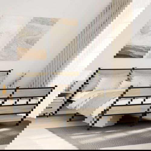 VidaXL Metalni okvir kreveta bez madraca boja hrasta sonome 140x190 cm Slike