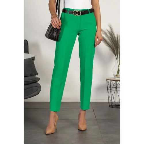 Fenzy elegantne dolge hlače z ravnimi hlačnicami tordina, zelene