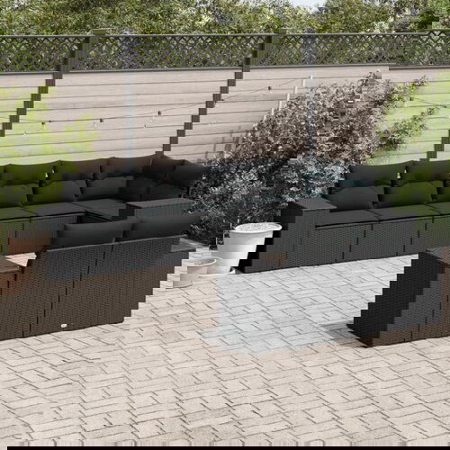 VidaXL 8-dijelni set vrtnih sofa od poliratana s jastucima crni Slike