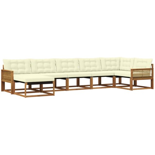 vidaXL Zunanja garnitura za sedenje z blazino 7 pcs Naravna in smetana, (5000273044) Cene