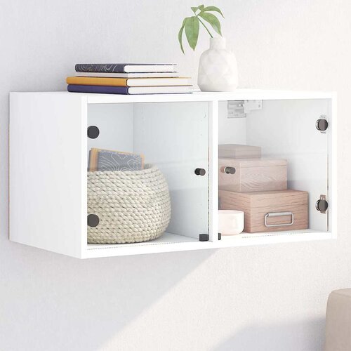 Furnova Stenska omarica s steklenimi vrati bela 68,5x37x35 cm, (21949933) Slike