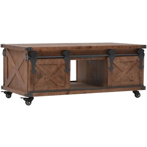 Stolić za kavu od masivne jelovine 91 x 51 x 38 cm smeđi Slike