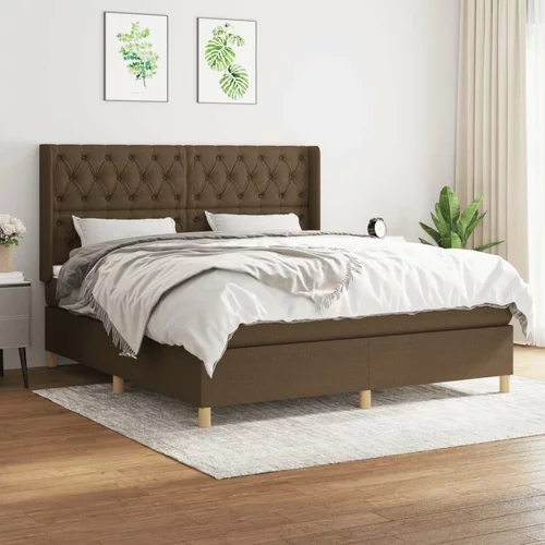  Box spring postelja z vzmetnico temno rjava 160x200 cm blago, (20899395)
