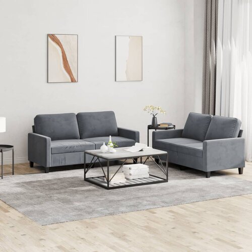  2-dijelni set sofa s jastucima tamnosivi baršunasti Cene