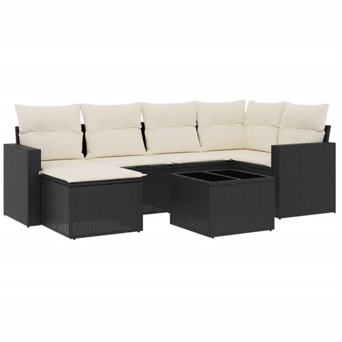  7-dijelni set vrtnih sofa od poliratana s jastucima crni Slike