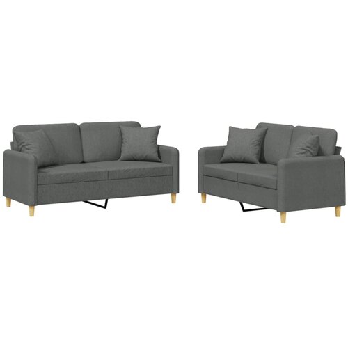  2-dijelni set sofa s jastucima tamnosivi od tkanine Slike