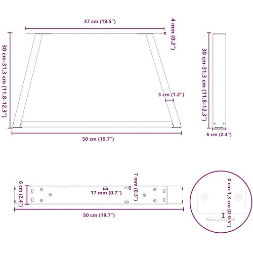  Noge blagovaonskog stola V-oblika 2 kom bijele 50x(30-31 3) cm Slike