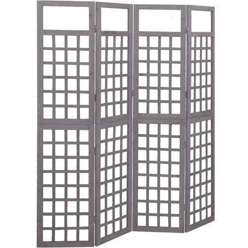 VidaXL Sobna pregrada / re&amp;scaron;etka s 4 panela od jelovine siva 161x180cm Slike